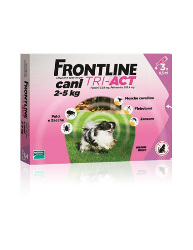 Frontline Tri-act*spot-on Soluz 3 Pipette 0,5 Ml 33,38 Mg +252,4 Mg Cani Da 2 A 5 Kg