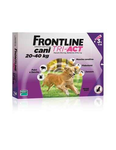 Frontline Tri-act*spot-on Soluz 3 Pipette 4 Ml 274,4 Mg + 2.019,2 Mg Cani Da 20 A 40 Kg