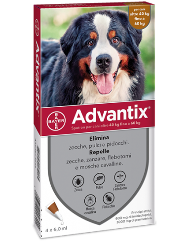 Advantix Spot On*soluz 4 Pipette 6 Ml Cani Da 40 A 60 Kg