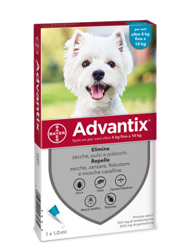 Advantix Spot On*soluz 1 Pipetta 1 Ml Cani Da 4 A 10 Kg