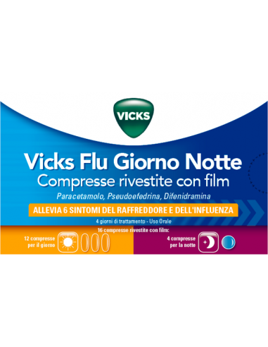 Vicks Flu Giorno Notte*12 Cpr Giorno + 4 Cpr Notte