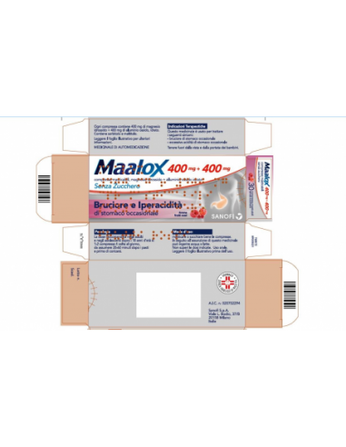 Maalox*30 Cpr Mast 400 Mg + 400 Mg Senza Zucchero Aroma Frutti Rossi