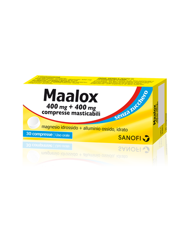 Maalox*30 Cpr Mast 400 Mg + 400 Mg Senza Zucchero Aroma Limone