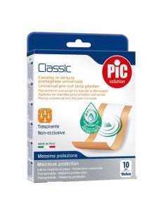 Cerotto Pic Classic Striscia 10x8 Cm Antibatterico 10 Pezzi