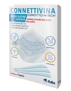 Cerotto Connettivina Hitech 4 Misure Miste 2 Pezzi 6 X 7cm + 1 Pezzo 10 X 10 Cm + 1 Pezzo 8 X 12 Cm