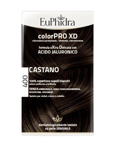 Euphidra Colorpro Xd 400 Castano Gel Colorante Capelli In Flacone + Attivante + Balsamo + Guanti