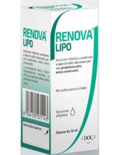 Renova Collirio Sostituto Lacrimale A Base Di Acido Ialuronico 0,4% E Lipidi Flacone Da 10 Ml Senza Conservanti