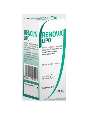 Renova Collirio Sostituto Lacrimale A Base Di Acido Ialuronico 0,4% E Lipidi Flacone Da 10 Ml Senza Conservanti