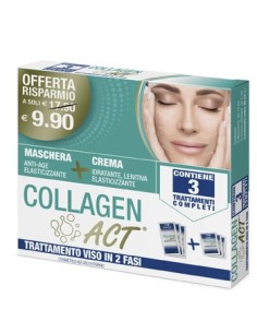 Collagen Act Trattamento Viso 2 Fasi Maschera Anti Age Elasticizzante + Crema Idratante Lenitiva Elasticizzante