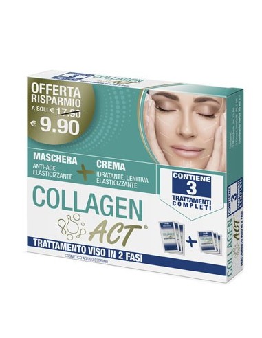 Collagen Act Trattamento Viso 2 Fasi Maschera Anti Age Elasticizzante + Crema Idratante Lenitiva Elasticizzante