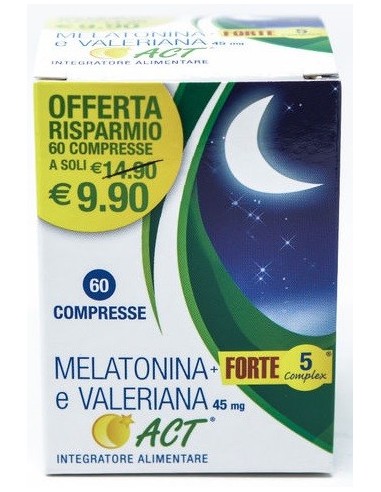 Melatonina Act 1mg +valeriana 5 Forte Complex 60 Compresse