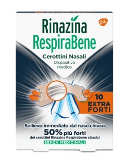 Rinazina Respirabene Cerotti Nasali Extra Forti 10 Pezzi