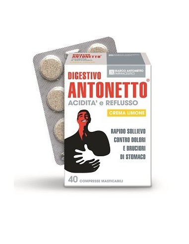 Digestivo Antonetto Acidita' E Reflusso Crema Al Limone 40 Compresse Masticabili