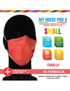 Mymask Pro Mascherina Chirurgica Ii Corallo Small 10 Pezzi