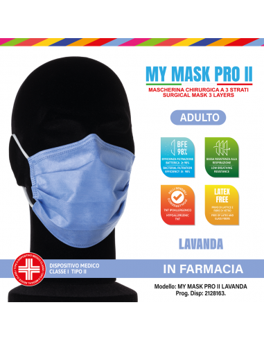 Mymask Pro Mascherina Chirurgica Ii Lavanda 10 Pezzi