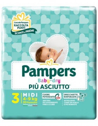 Pampers Baby Dry Downcount Midi 20 Pezzi