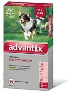 Advantix Spot On*soluz 6 Pipette 2,5 Ml 250 Mg + 1.250 Mg Cani Da 10 A 25 Kg
