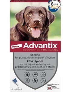 Advantix Spot On*soluz 6 Pipette 4 Ml 400 Mg + 2.000 Mg Cani da 25 Kg A 40 Kg