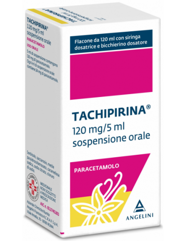 Tachipirina*orale Sosp 120 Ml 120 Mg/5 Ml + Adattatore + Siringa Dosatrice + Bicchierino Dosatore Gusto Vaniglia Caramello