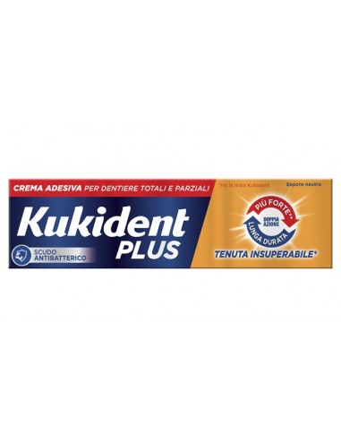 Kukident Plus Doppia Azione Crema Adesiva Dentiere 40 G