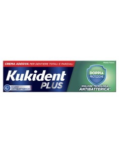 Kukident Plus Doppia Protezione Crema Adesiva Dentiere 40 G