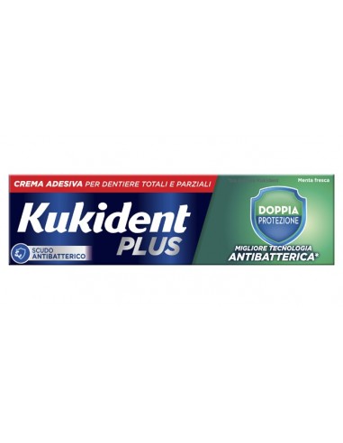 Kukident Plus Doppia Protezione Crema Adesiva Dentiere 40 G