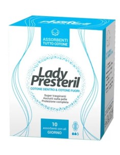 Lady Presteril Assorbenti Giorno Con Ali Ripiegati Biodegradabili 10 Pezzi