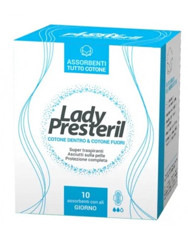 Lady Presteril Assorbenti Giorno Con Ali Ripiegati Biodegradabili 10 Pezzi