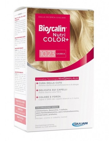 Bioscalin Nutricolor Plus 10,23 Sabbia Crema Colorante 40 Ml+ Rivelatore Crema 60 Ml + Shampoo 12 Ml + Trattamento Finale Balsam