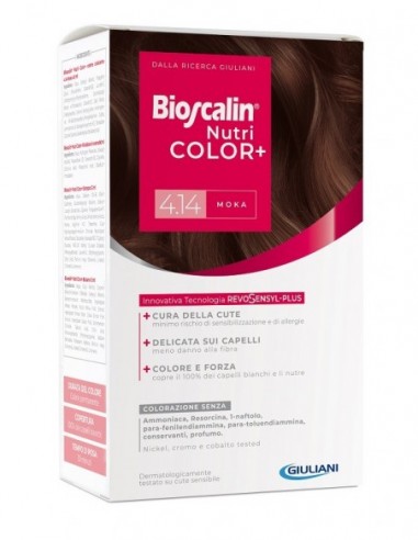Bioscalin Nutricolor Plus 4,14 Moka Crema Colorante 40 Ml +rivelatore Crema 60 Ml + Shampoo 12 Ml + Trattamento Finalebalsamo 12