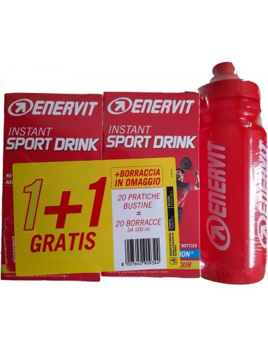 Enervit Sport Instant Sportdrink Promo 2 Astucci Da 10 Buste cadauno + 1 Borraccia Da 500 Ml