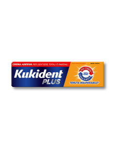 Kukident Plus Doppia Azione Tenuta Insuperabile Crema Adesiva Dentiere 2x65 G