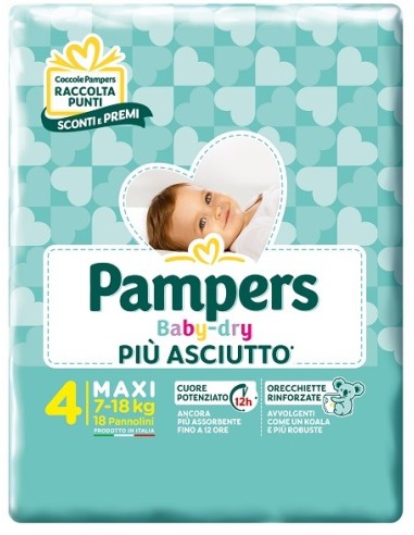 Pampers Baby Dry Pannolini Downcount Maxi 18 Pezzi