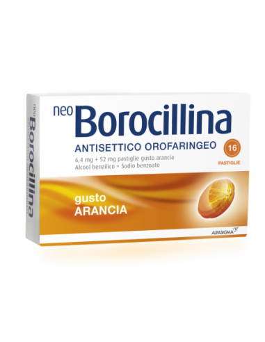 Neoborocillina Antisettico Orofaringeo*16 Pastiglie 6,4 Mg +52 Mg Arancia