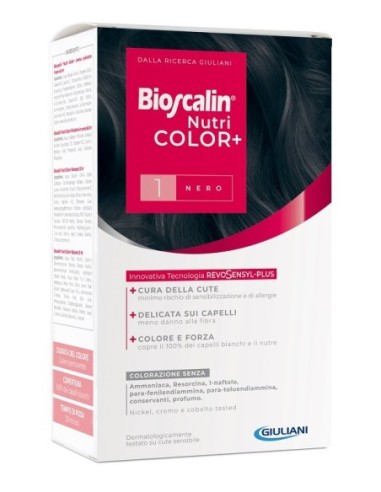 Bioscalin Nutricolor Plus 1 Nero Crema Colorante 40 Ml + Rivelatore Crema 60 Ml + Shampoo 12 Ml + Trattamento Finale Balsamo 12