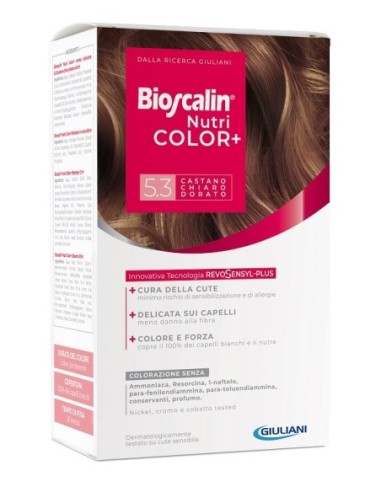 Bioscalin Nutricolor Plus 5,3 Castano Chiaro Dorato Crema Colorante 40 Ml + Rivelatore Crema 60 Ml + Shampoo 12 Ml + Trattamento