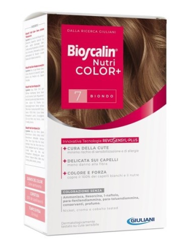 Bioscalin Nutricolor Plus 7 Biondo Crema Colorante 40 Ml + Rivelatore Crema 60 Ml + Shampoo 12 Ml + Trattamento Finale Balsamo 1