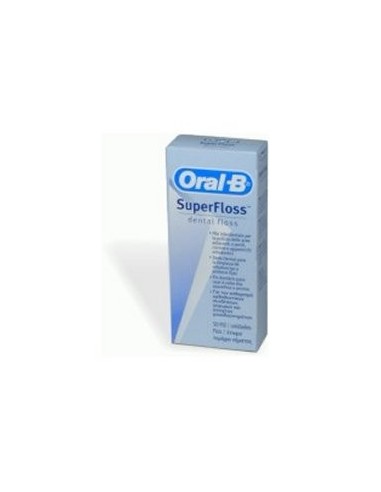 Filo Interdentale Oral B Superfloss Estremita' Rigida + Filospugnoso + Filo Standard 50 Pezzi Pretagliati