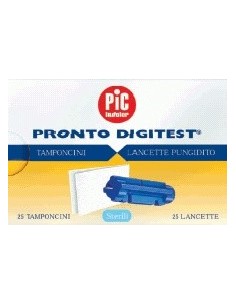 Lancette Pungidito Pic Digitest Gauge 28 25 Pezzi + 25 Tamponcini Assorbenti