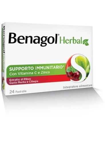 Benagol Herbal Menta E Ciliegia 24 Pastiglie