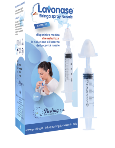 Lavonase Siringa Spray Nasale Non Sterile 5 Ml Luer-lock Concappuccio + Ugello Nasale Con Raccordo Luer-lock + Perforatore Con V