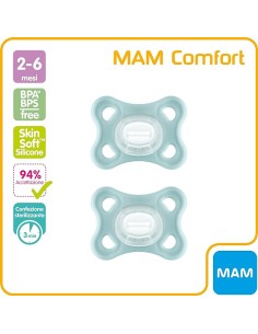 Mam Comfort Succhietto 2-6 Mesi Silicone Confezione Doppia Neutro