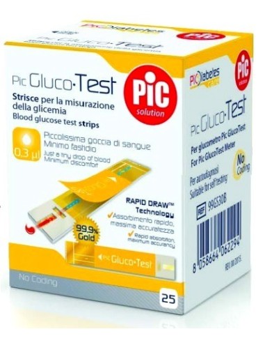 Strisce Misurazione Glicemia Pic Glucotest 25 Pezzi