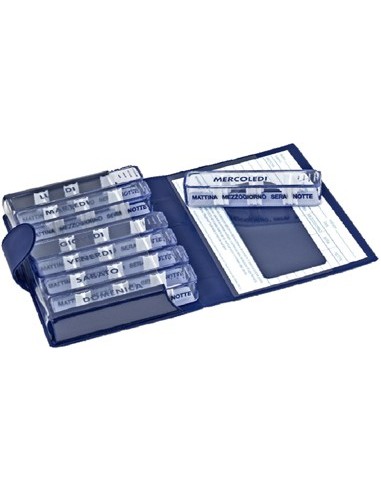 Portapillole Settimanale Medidos Blu Apertura/chiusa In Velcro 10,5x15,5x2,5 Cm_