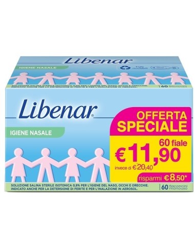Soluzione Salina Isotonica 0,9% Libenar Per Igiene Nasale 60flaconcini Monouso X 5 Ml