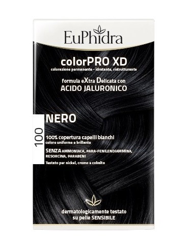 Euphidra Colorpro Xd 100 Nero Gel Colorante Capelli In Flacone + Attivante + Balsamo + Guanti