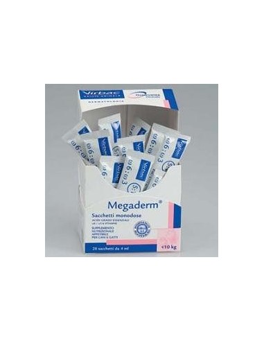 Megaderm Supplemento Cani Superiori A 10 Kg Scatola Da 28 Sacchetti Monodose 4 Ml