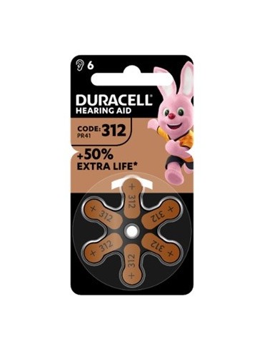 Duracell Easy Tab 312 Marrone Batteria Per Apparecchio Acustico 6 Pezzi