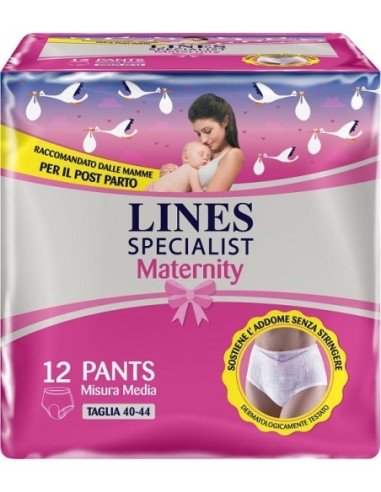 Lines Specialist Maternity Mutandina Assorbente Per Perditepost Parto Misura Medium 12 Pezzi
