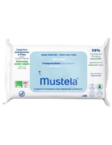Mustela Salviette Acqua Compostabili Senza Profumo 60 Pezzi